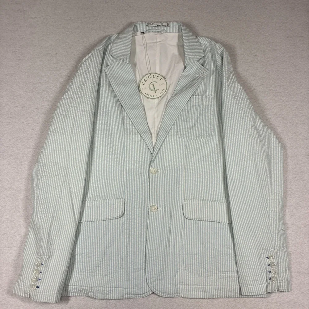 Criquet Suit Jacket Mens XL Seersucker Pimm's Cup Blazer Sport Coat Casual